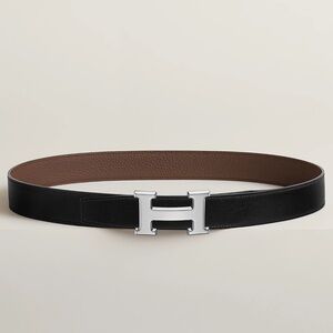 Hermes H Belt buckle & Reversible Brown/Black leather strap 32 mm size 115